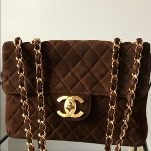 Chanel Vintage Maxi Flap Bag code inside bag No card No dust bag Used Suede
